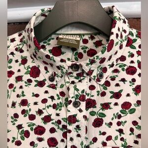 🖤Dravus  men’s 100% Cotton floral button down shirt with short sleeve  Size M